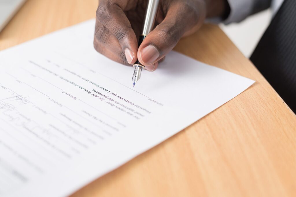 man writing video creative brief using point in time studios template