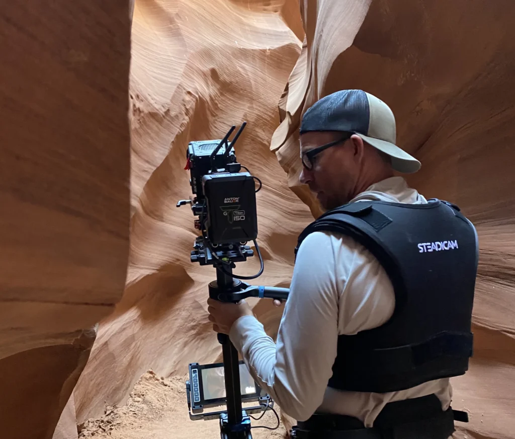 a man holding a camera